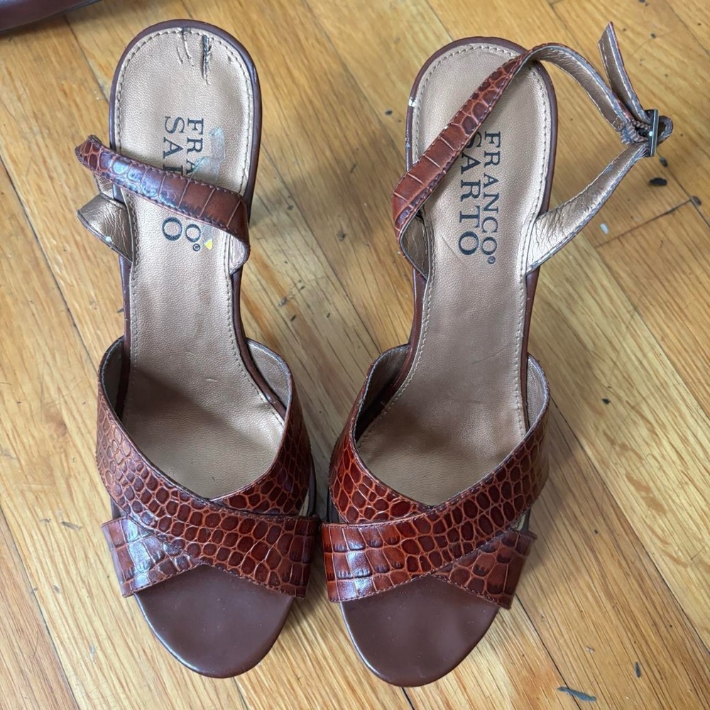 Franco Sarto Brown and black croc print heels - Picture 1 of 3